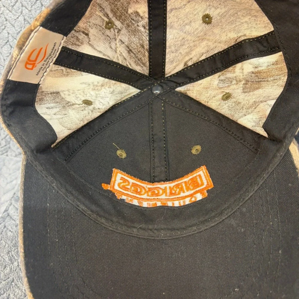 Briggs Equipment Camo Baseball Hat Orange Embroidered Logo Adjustable Cap